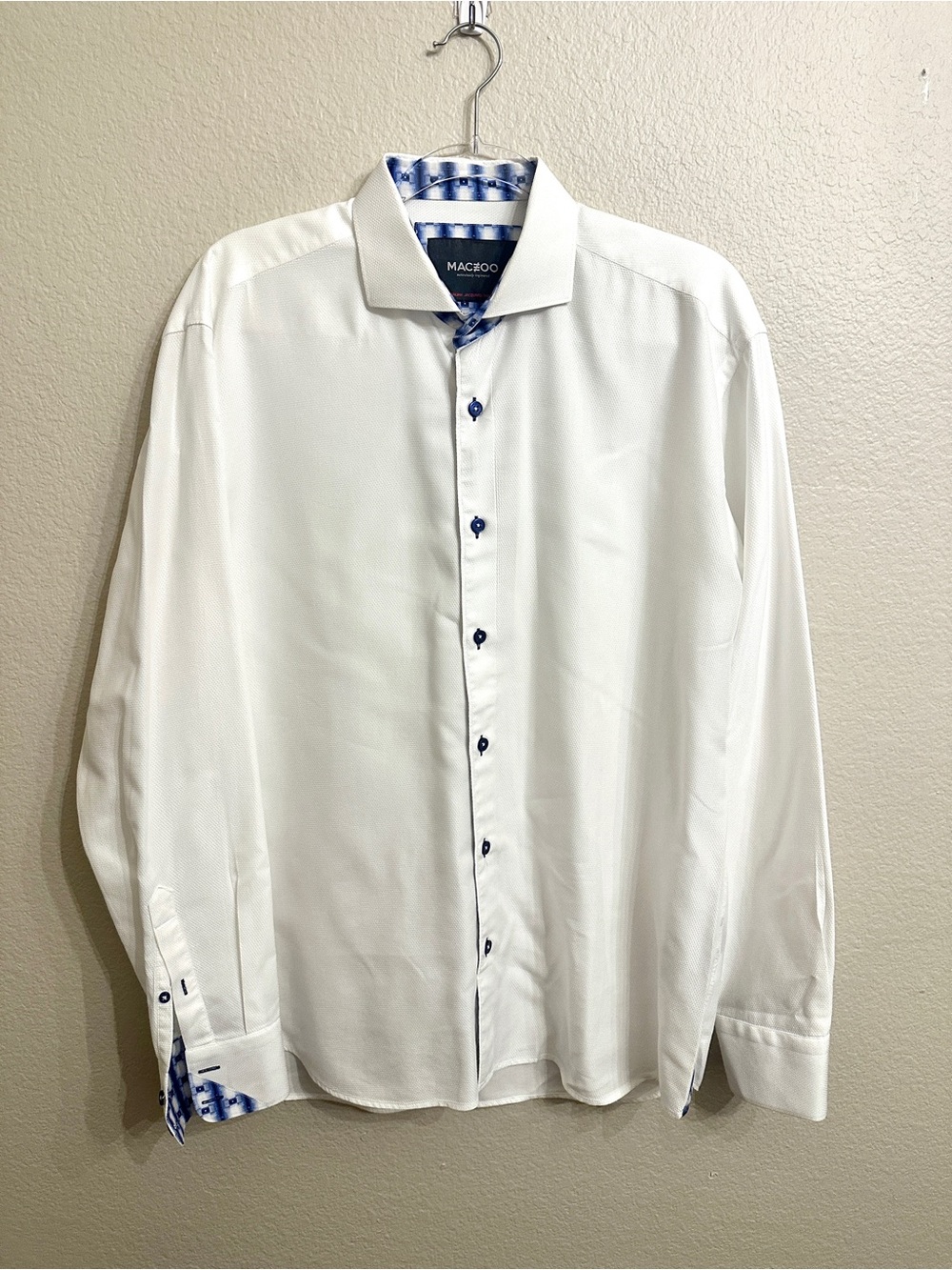 Maceoo Einstein C-133 White Dress Shirt Italian Jacquard